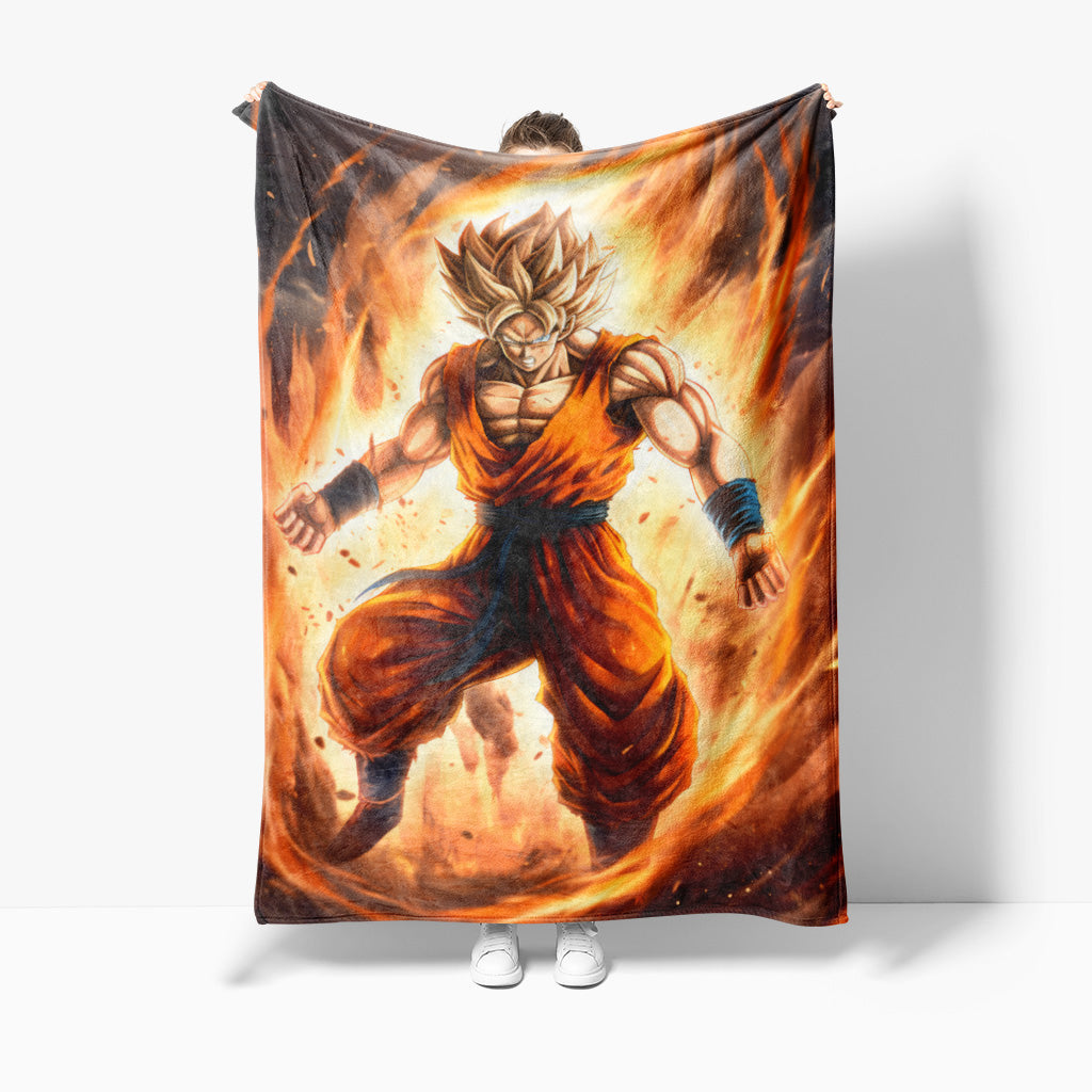 Couverture Sherpa noire Goku Super Saiyan